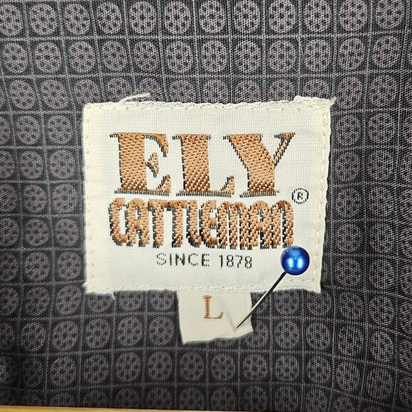 ELY CATTLEMAN MEN'S LONG SLEEVE SHIRT - SIZE LARGE - GRAY - Picture 15 of 15